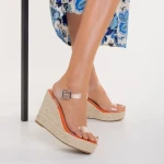 Sandale dama portocalii din material textil Yumma