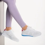 Pantofi sport dama alb cu albastru din piele ecologica Jesika