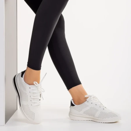 Pantofi sport dama alb cu negru din piele ecologica Zolla