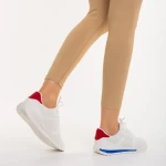Pantofi sport dama alb cu albastru din piele ecologica Zolla