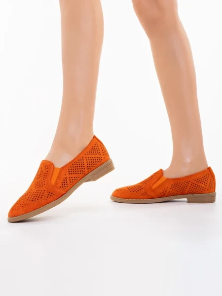 Espadrile dama portocalii din material textil Aubrie