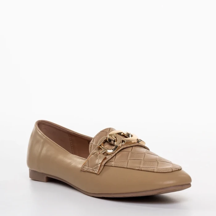 Mocasini dama bej din piele ecologica Juniper