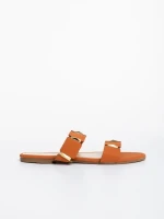 Papuci dama camel din material textil Ivanna