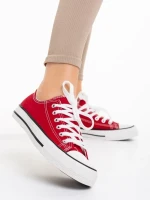Tenisi dama rosu din material textil Selima