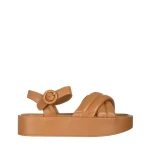 Sandale dama camel din piele ecologica Grova