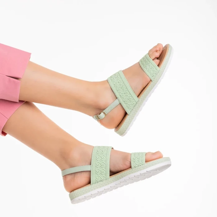 Sandale dama verzi din material textil Polly