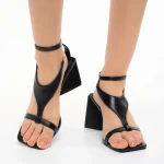 Sandale dama negre din piele ecologica Francine