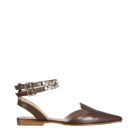 Pantofi dama maro din piele ecologica Becky