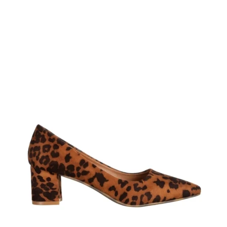 Pantofi dama maro cu negru din material textil cu toc Carlie