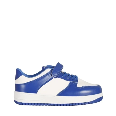 Pantofi sport copii albastri cu alb din piele ecologica Neal