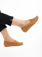 Mocasini dama camel din piele ecologica Lakaya
