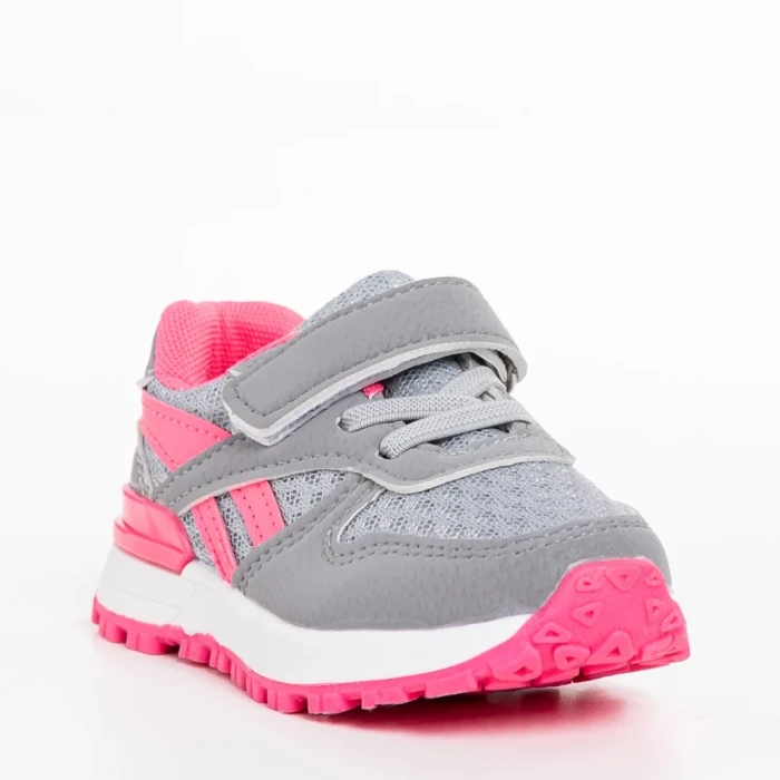 Pantofi sport copii gri cu roz din material textil Venetta