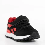 Pantofi sport copii negri cu rosu din material textil Venetta
