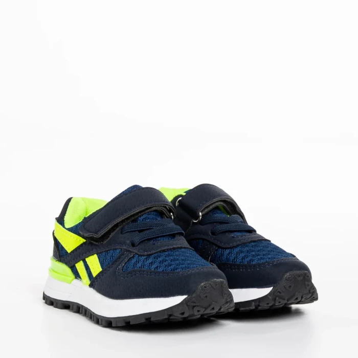 Pantofi sport copii albastri cu verde din material textil Venetta