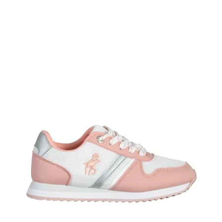 Pantofi sport copii albi cu roz din material textil Lear