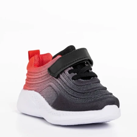 Pantofi sport copii negri cu rosu din material textil Vear