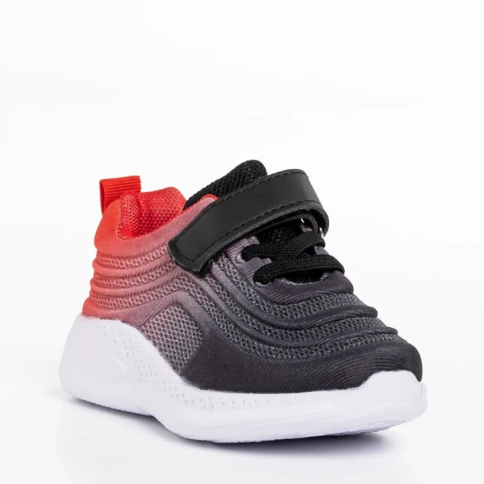 Pantofi sport copii negri cu rosu din material textil Vear