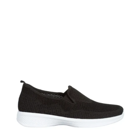 Pantofi sport dama albi cu negru din material textil Leanne