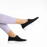 Pantofi sport dama albi cu negru din material textil Leanne