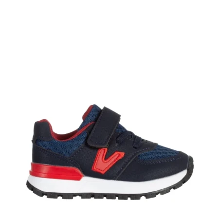 Pantofi sport copii albastri cu rosu din piele ecologica Rockie