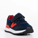 Pantofi sport copii albastri cu rosu din piele ecologica Rockie