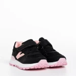 Pantofi sport copii negri cu roz din piele ecologica Rockie
