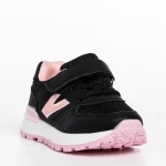 Pantofi sport copii negri cu roz din piele ecologica Rockie