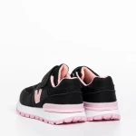 Pantofi sport copii negri cu roz din piele ecologica Rockie