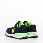 Pantofi sport copii albastri cu verde din piele ecologica Rockie