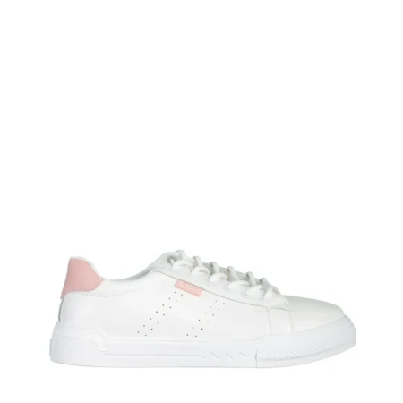 Pantofi sport dama albi cu roz din piele ecologica Ruba
