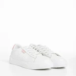 Pantofi sport dama albi cu roz din piele ecologica Ruba