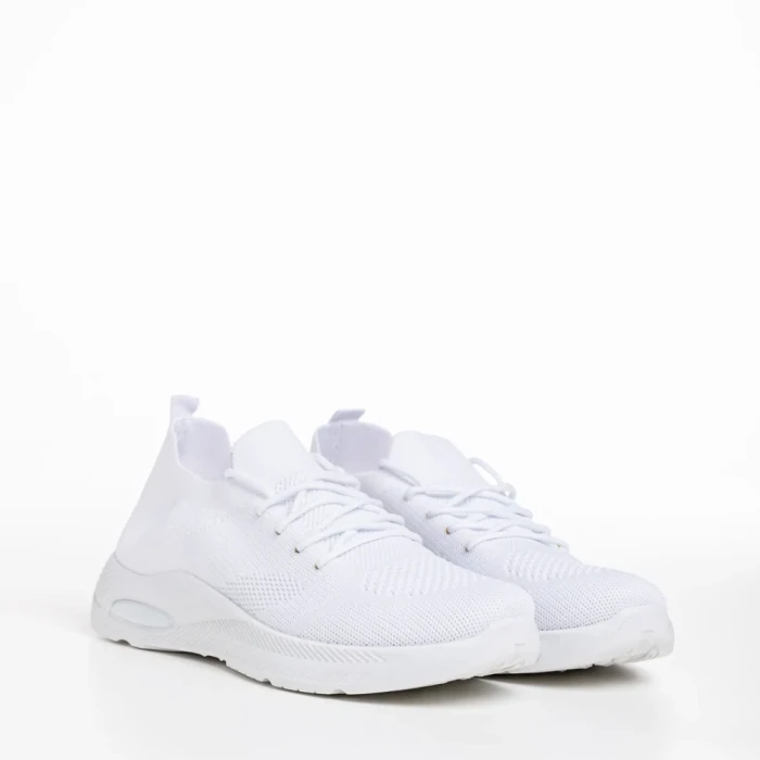 Pantofi sport dama albi din material textil Ricarda