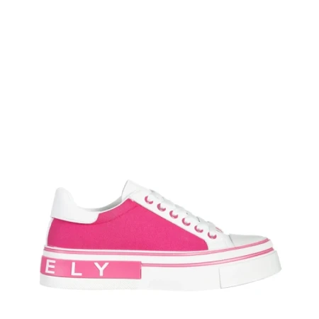 Pantofi sport dama albi cu roz din piele ecologica si material textil Calandra