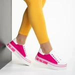 Pantofi sport dama albi cu roz din piele ecologica si material textil Calandra