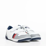 Pantofi sport copii gri cu alb din piele ecologica Buddy