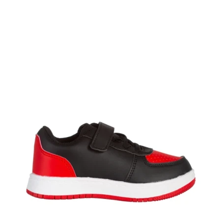 Pantofi sport copii rosii cu negru din piele ecologica Ponty