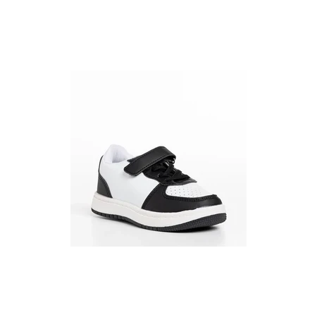 Pantofi sport copii albi cu negru din piele ecologica Ponty