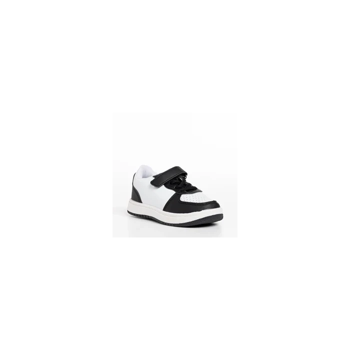 Pantofi sport copii albi cu negru din piele ecologica Ponty