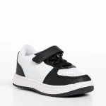 Pantofi sport copii albi cu negru din piele ecologica Ponty