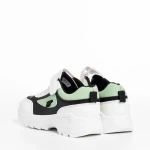 Pantofi sport copii negri cu verde din piele ecologica Rumaysa