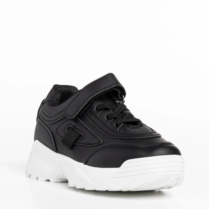 Pantofi sport copii negri din piele ecologica Rumaysa
