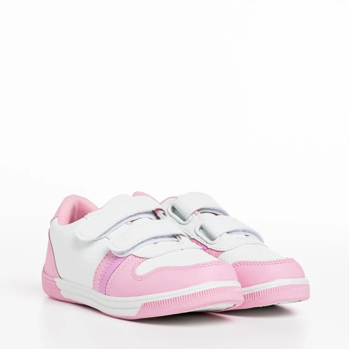 Pantofi sport copii roz cu alb din piele ecologica Buddy