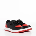 Pantofi sport copii rosii cu negru din piele ecologica Ponty