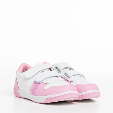 Pantofi sport copii roz cu alb din piele ecologica Buddy