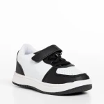Pantofi sport copii albi cu negru din piele ecologica Ponty