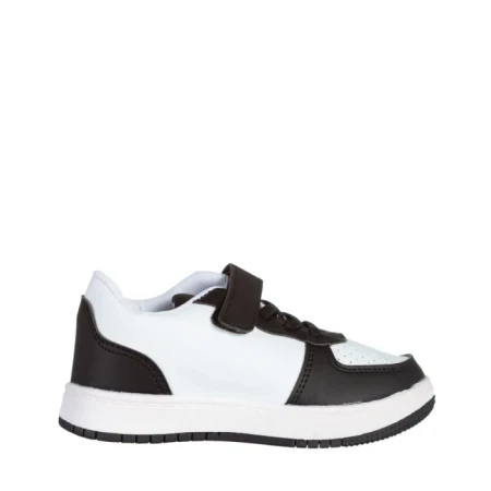 Pantofi sport copii albi cu negru din piele ecologica Ponty