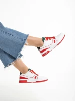 Pantofi sport dama verzi cu rosu din piele ecologica si material textil Raela