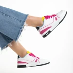Pantofi sport dama roz din piele ecologica si material textil Raela