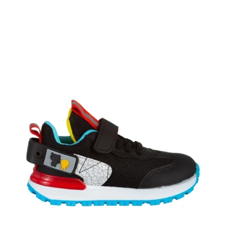 Pantofi sport copii negri din piele ecologica si material textil Carson