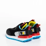 Pantofi sport copii negri din piele ecologica si material textil Carson